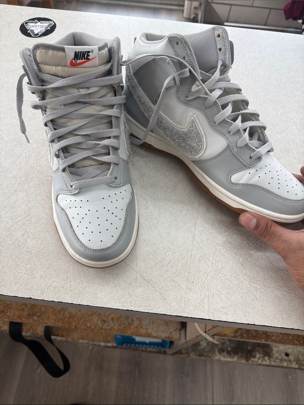 Nike Men’s High-Top Dunk Sneakers - Gray/White with Gum Sole